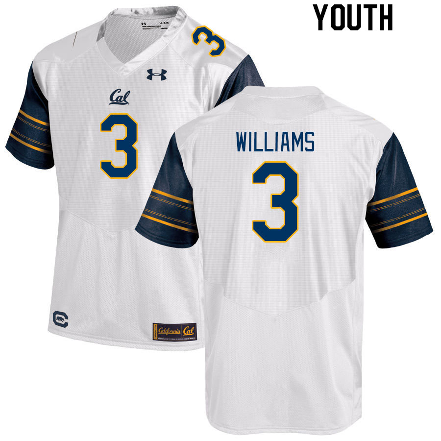 Youth #3 Nohl Williams California Golden Bears College Football Jerseys Stitched Sale-White - Click Image to Close